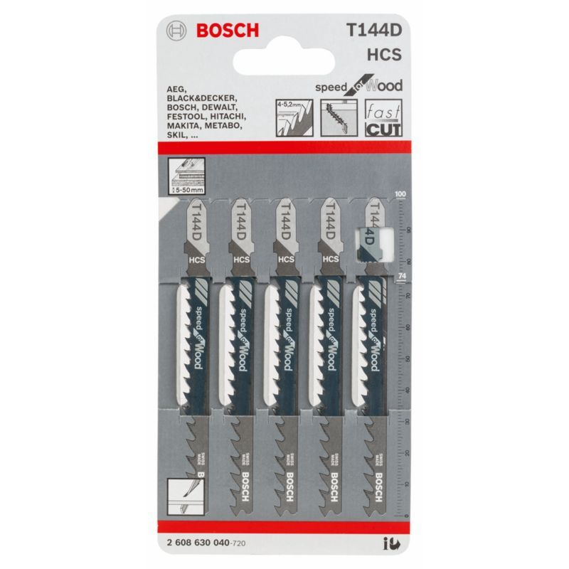Bosch T144D bajonetsavklinger til stiksav, 5 stk.