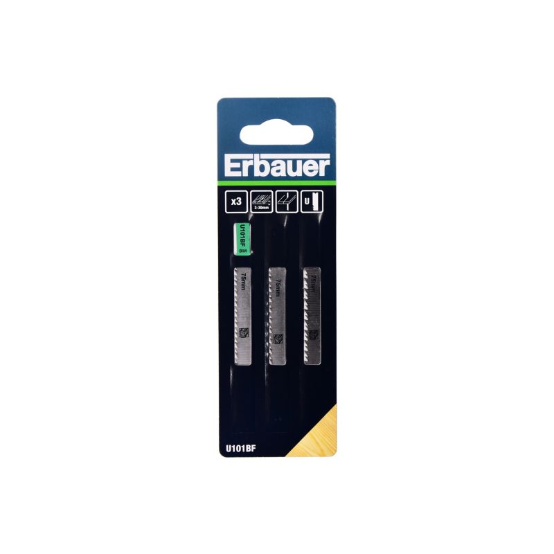 Bimetal U-klinge til træ Erbauer 3 - 30 mm, 3 stk.