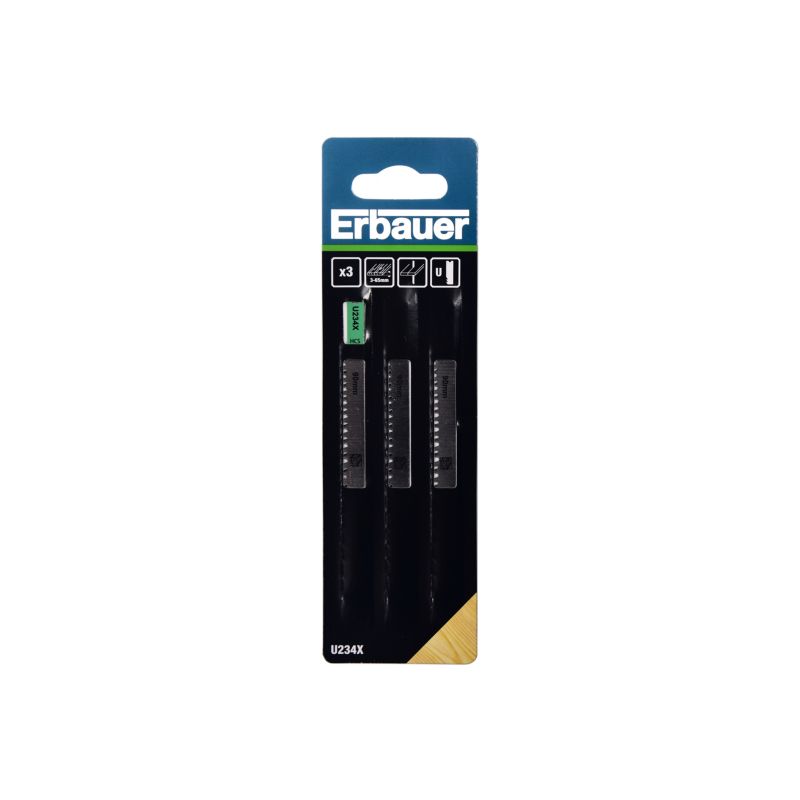 U-formet klinge til træ Erbauer 3 - 65 mm, 3 stk.