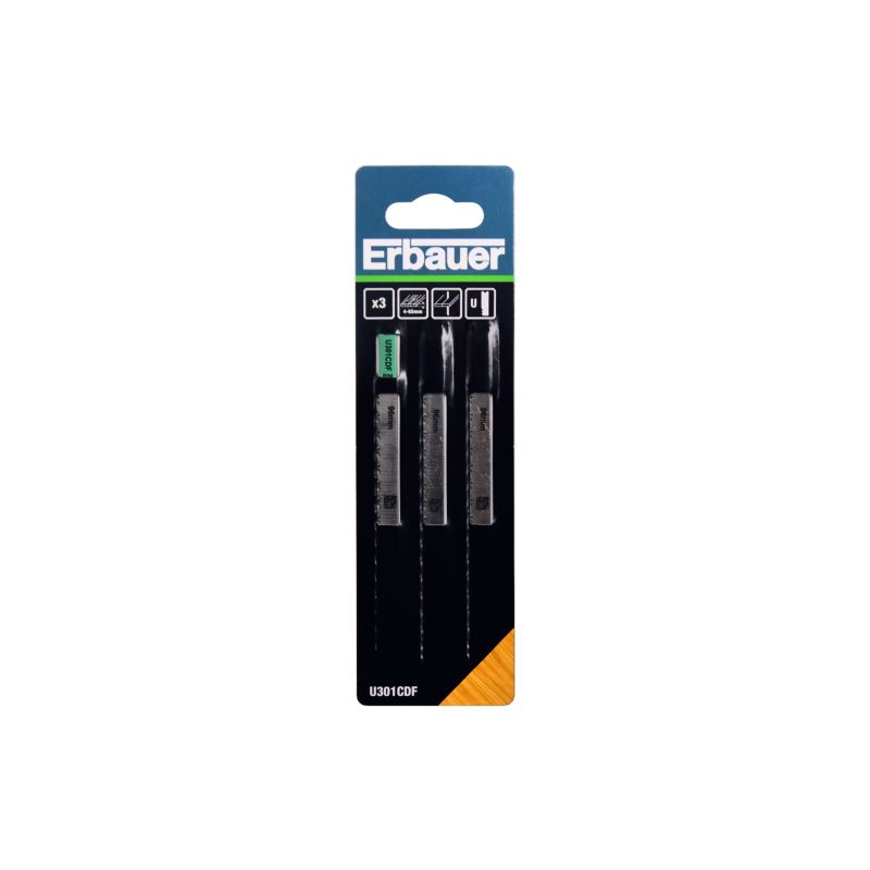 U-formet klinge til træ Erbauer 4 - 65 mm 3 stk.