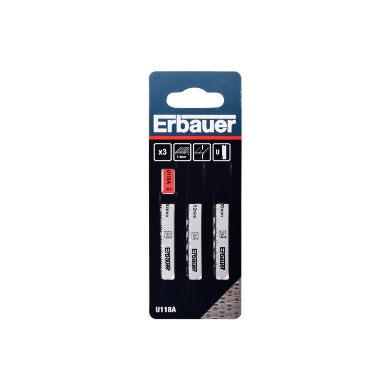 U-formet klinge til metal Erbauer 1 - 3 mm, 3 stk.