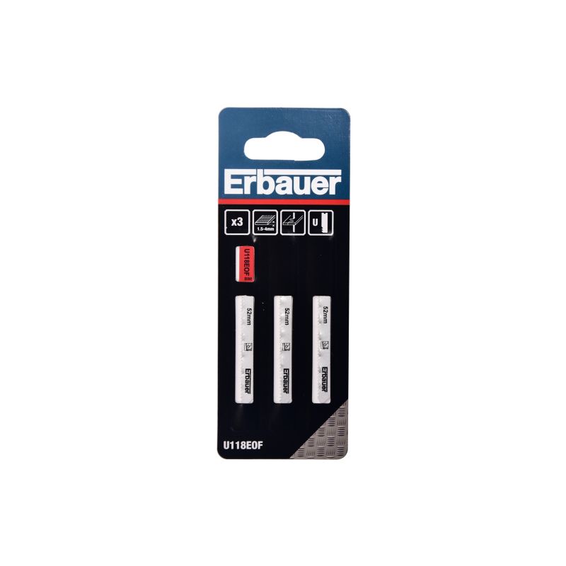 U-formet klinge til metal Erbauer 1,5 - 4 mm 3 stk.