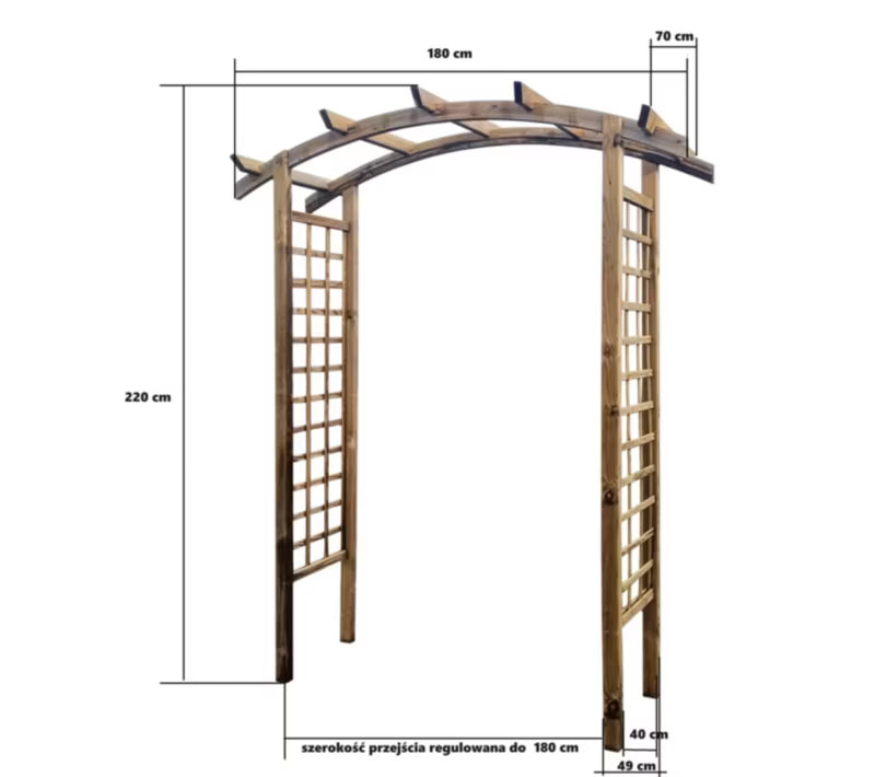 Buepergola 70x180x220 cm Fyrretræ