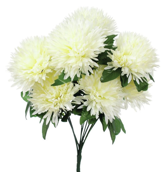 Buket med 9 krysantemummer, 60 cm, cremefarvet