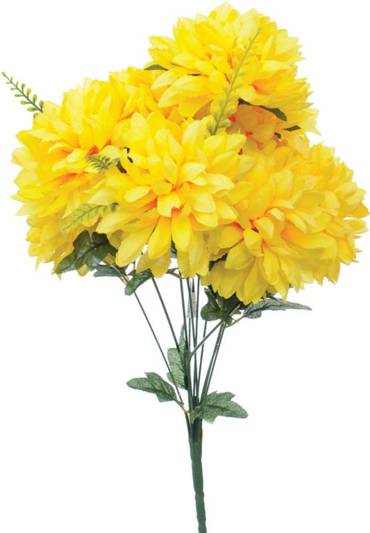 Buket af kunstige Jumi-krysantemum i gul, 54 cm, 11 stk.