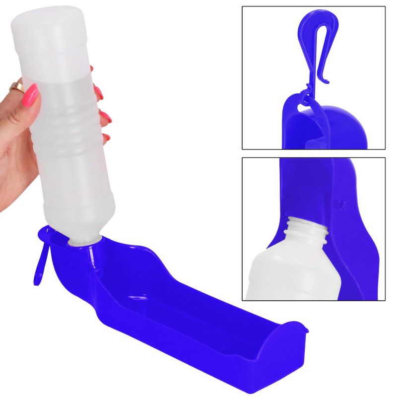 Rejseflaske til vand med drikkeskål til hund og kat Springos 250 ml mørkeblå 1 stk.