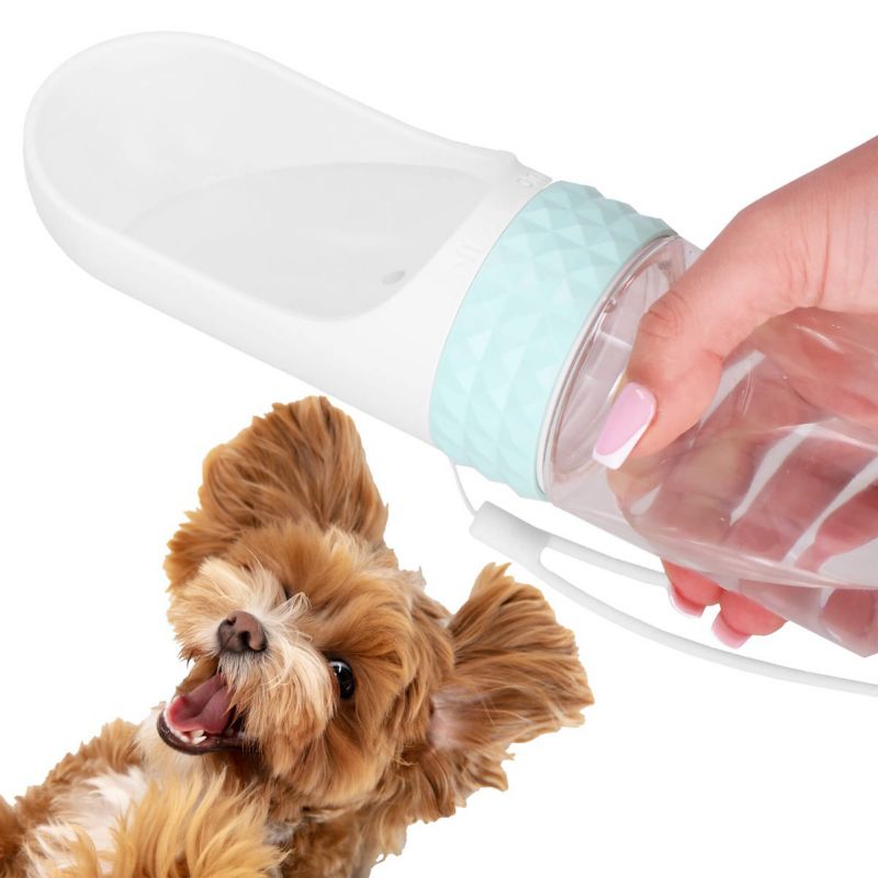 Springos rejseflaske til vand og foder til hund og kat med drikkeskål 350 ml, 1 stk.