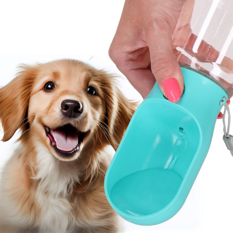 Springos rejseflaske til vand til hund og kat med drikkeskål 340 ml, 1 stk.