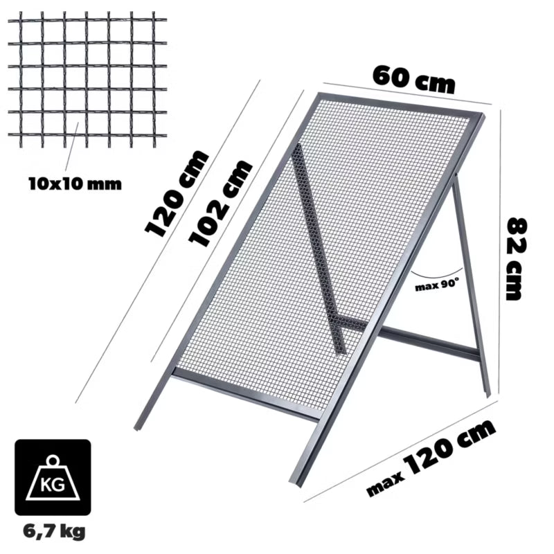 Byggesi 120x60 cm Maskestørrelse 10 mm Stål