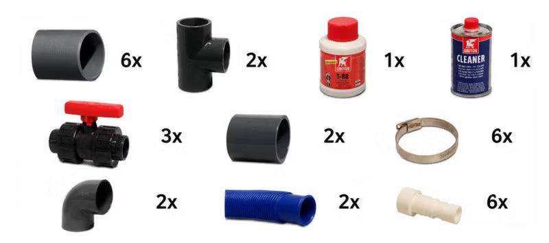 Bypass Sæt til Varmepumpe 50 mm / 38 mm