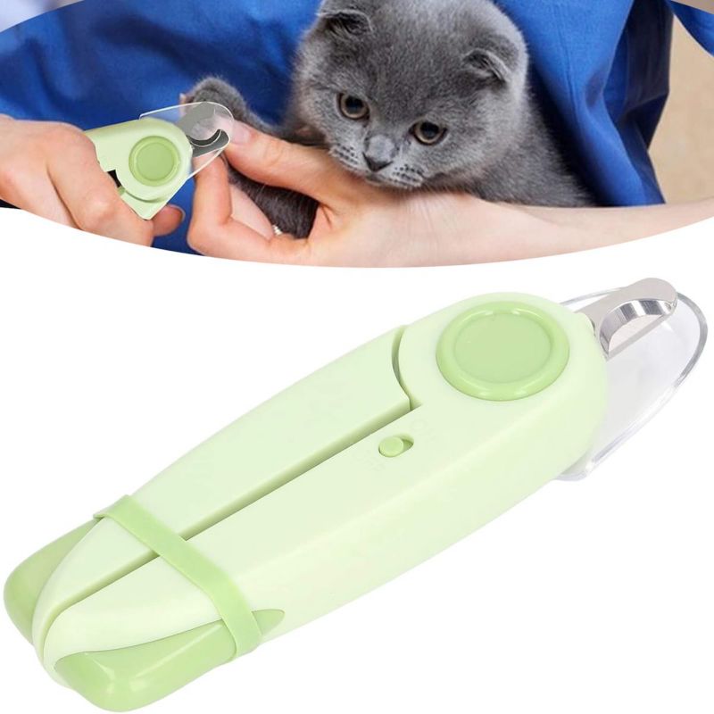 Springos negleklipper til hund og kat i rustfrit stål med LED-lys og indbygget fil – 1 stk.