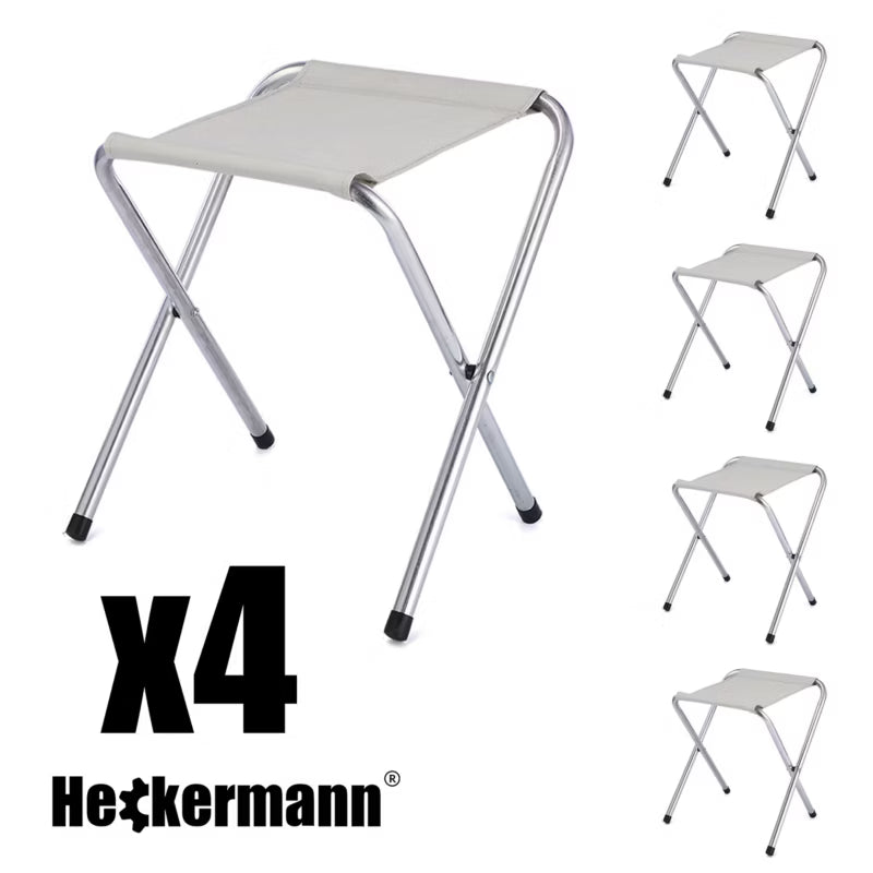 Campingbord 120x60 cm Sort med 4 Taburetter