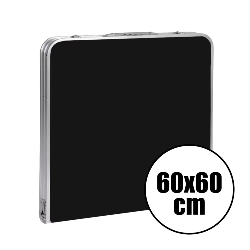 Campingbord 120x60 cm Sort med 4 Taburetter