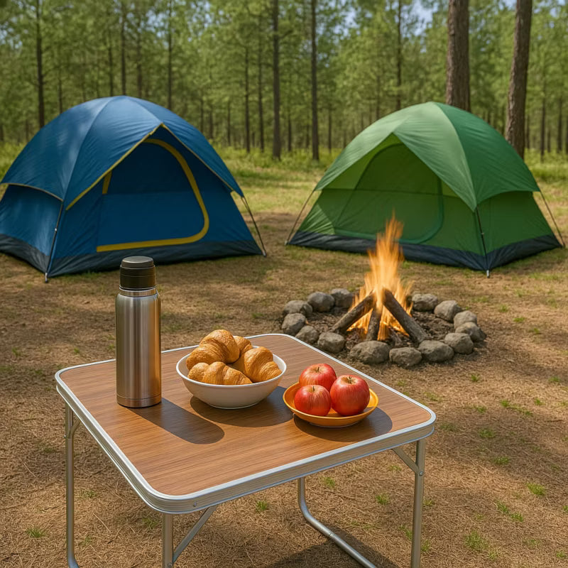 Campingbord 80x60 cm Brun Foldbar