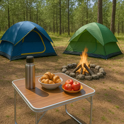 Campingbord 80x60 cm Brun Foldbar