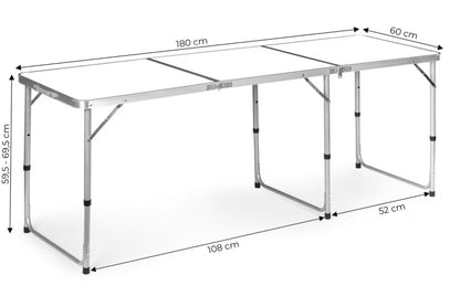 Campingbord Sammenklappeligt 180x60 cm Hvid