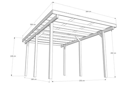 Carport 500x304x228 cm Træ Natur