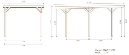 Carport ALTANKA 3,04 x 5,12 m – 15,57 m² – PVC-tagdækning