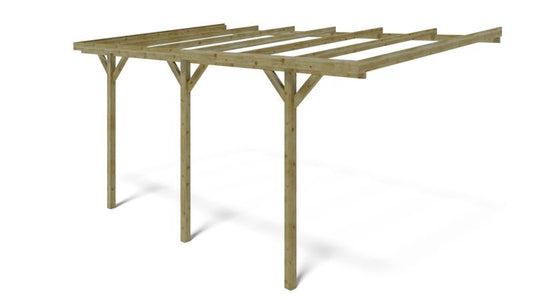 Carport ALTANKA 3x5,24 m - 15 m² - vægmonteret træcarport, 1 stk.