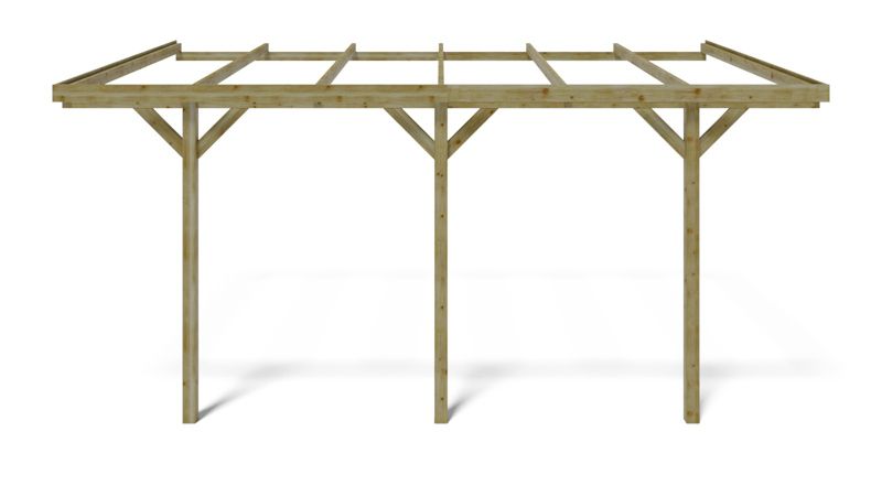 Carport ALTANKA 3x5,24 m - 15 m² - vægmonteret træcarport, 1 stk.