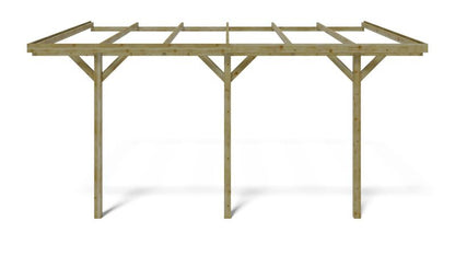 Carport ALTANKA 3x5,24 m - 15 m² - vægmonteret træcarport, 1 stk.