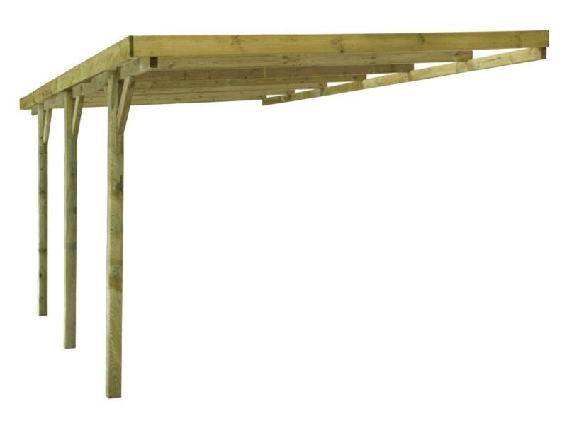 Carport ALTANKA 3x5,24 m - 15 m² - vægmonteret træcarport, 1 stk.