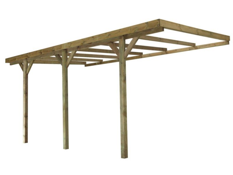 Carport ALTANKA 3x5,24 m - 15 m² - vægmonteret træcarport, 1 stk.