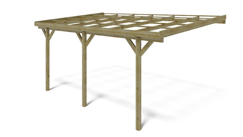 Carport carport ALTANKA 3x5,24 m - 15 m² - vægmonteret, træ, 1 stk.