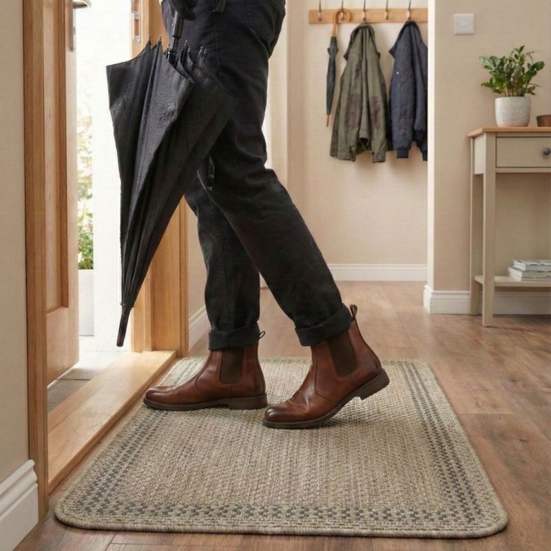Fladvævet Løber 68x114 cm Beige med Ramme 1 stk