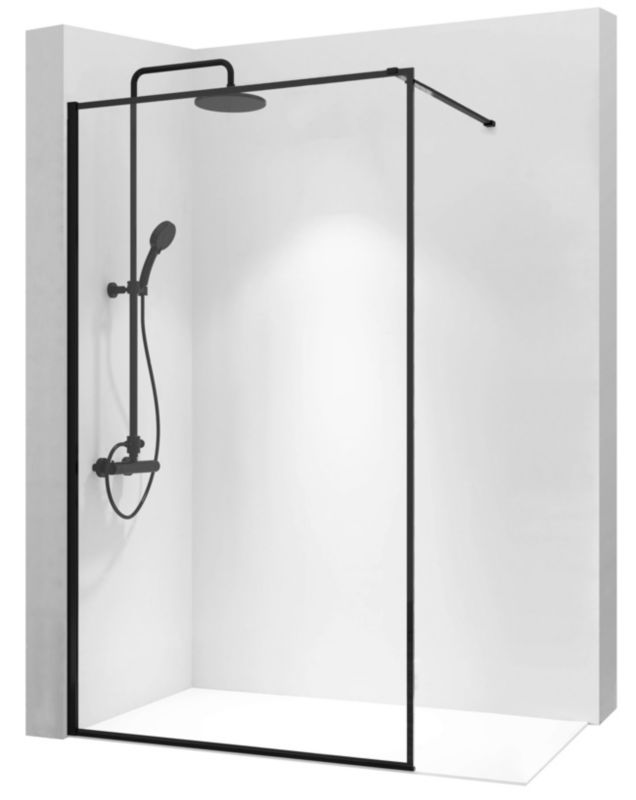 Rektangulær Brusevæg Bler 90x195 cm Sort Mat