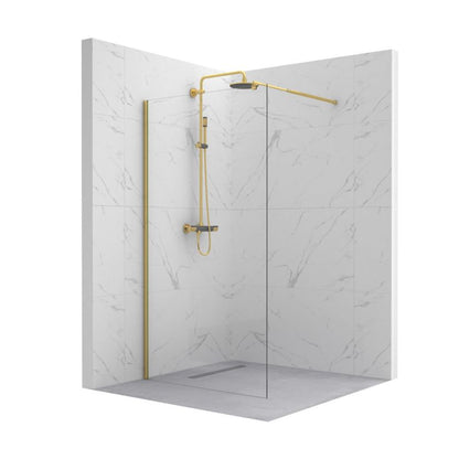 Walk-in Brusevæg 90x195 cm Guld Hærdet Glas