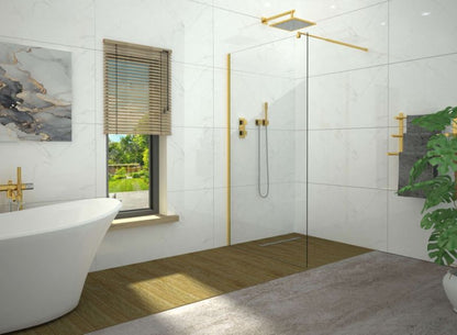 Walk-in Brusevæg 90x195 cm Guld Hærdet Glas