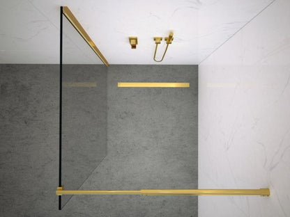 Walk-in Brusevæg 90x195 cm Guld Hærdet Glas