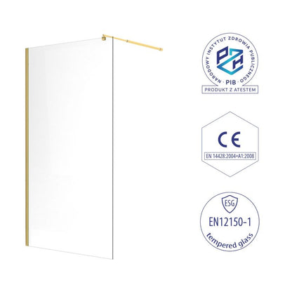 Walk-in Brusevæg 90x195 cm Guld Hærdet Glas