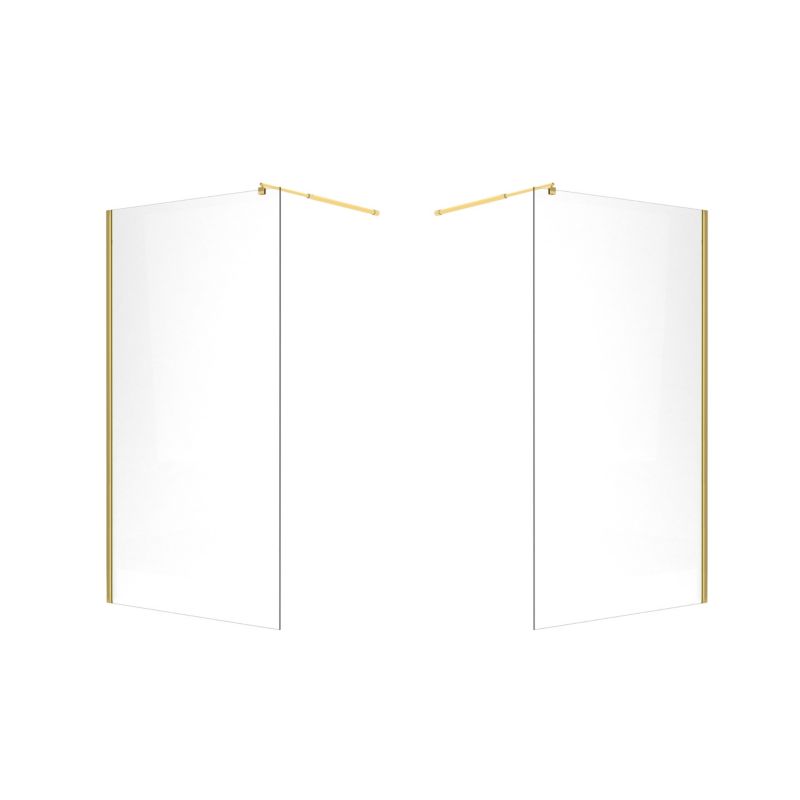 Walk-in Brusevæg 90x195 cm Guld Hærdet Glas