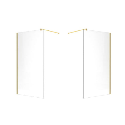 Walk-in Brusevæg 90x195 cm Guld Hærdet Glas