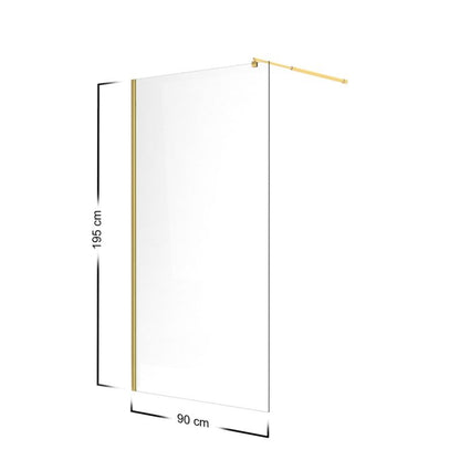 Walk-in Brusevæg 90x195 cm Guld Hærdet Glas