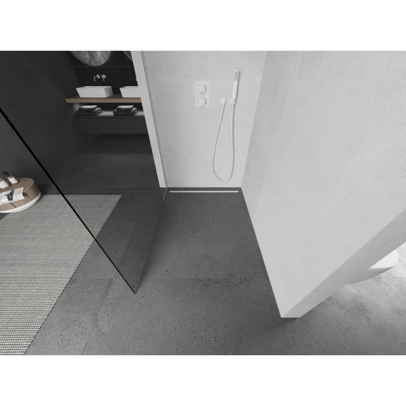 Walk-in brusevæg Mexen Kioto 90 x 200 cm, transparent 8 mm, hvid