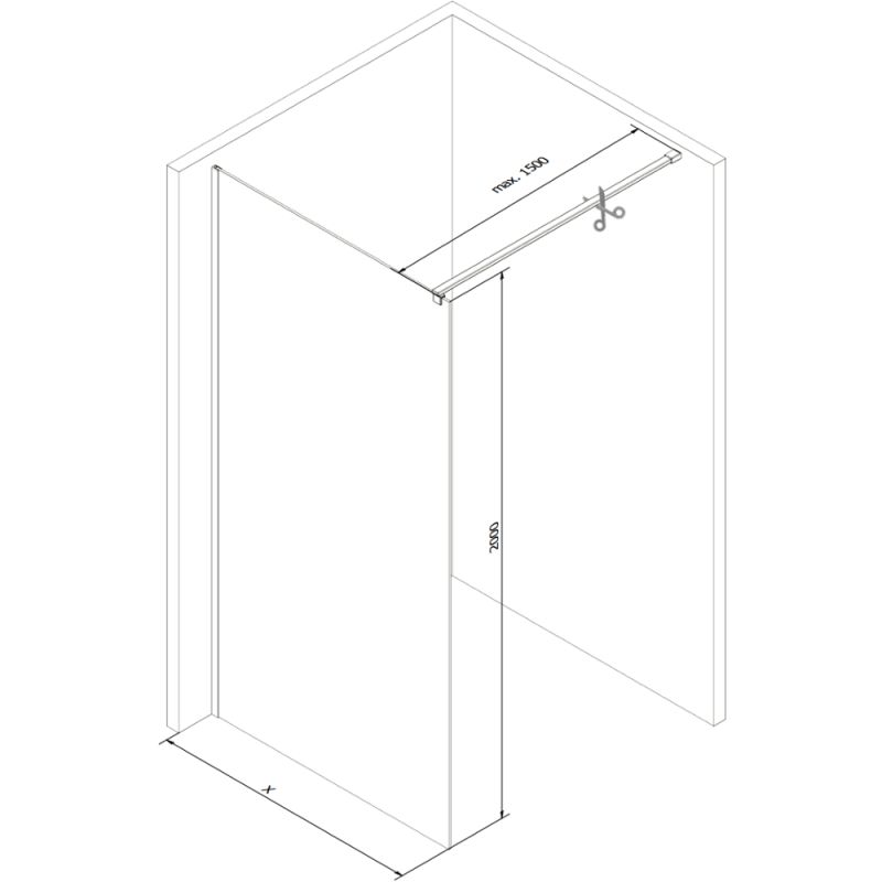 Walk-in brusevæg Mexen Kioto 90 x 200 cm, transparent 8 mm, hvid