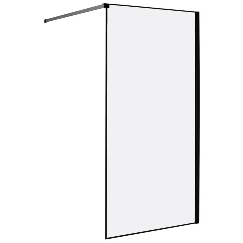 Bruseskærm 100 x 190 cm Gennemsigtigt Glas Sort Ramme