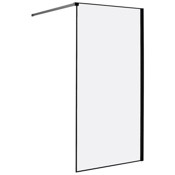 Bruseskærm 100 x 190 cm Gennemsigtigt Glas Sort Ramme