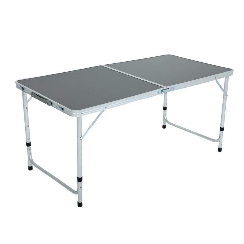 Mørkegråt campingbord Agis med 4 grå foldestole, mål 120 x 60 x 70 cm, 1 sæt