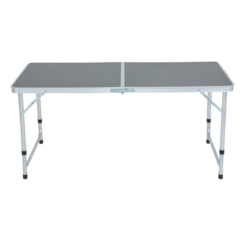 Mørkegråt campingbord Agis med 4 grå foldestole, mål 120 x 60 x 70 cm, 1 sæt
