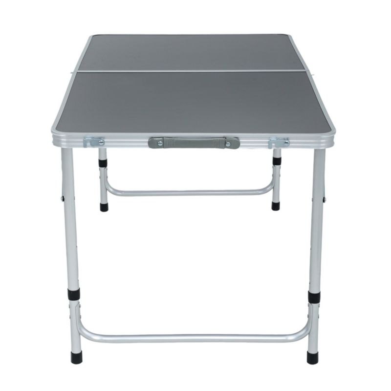 Mørkegråt campingbord Agis med 4 grå foldestole, mål 120 x 60 x 70 cm, 1 sæt