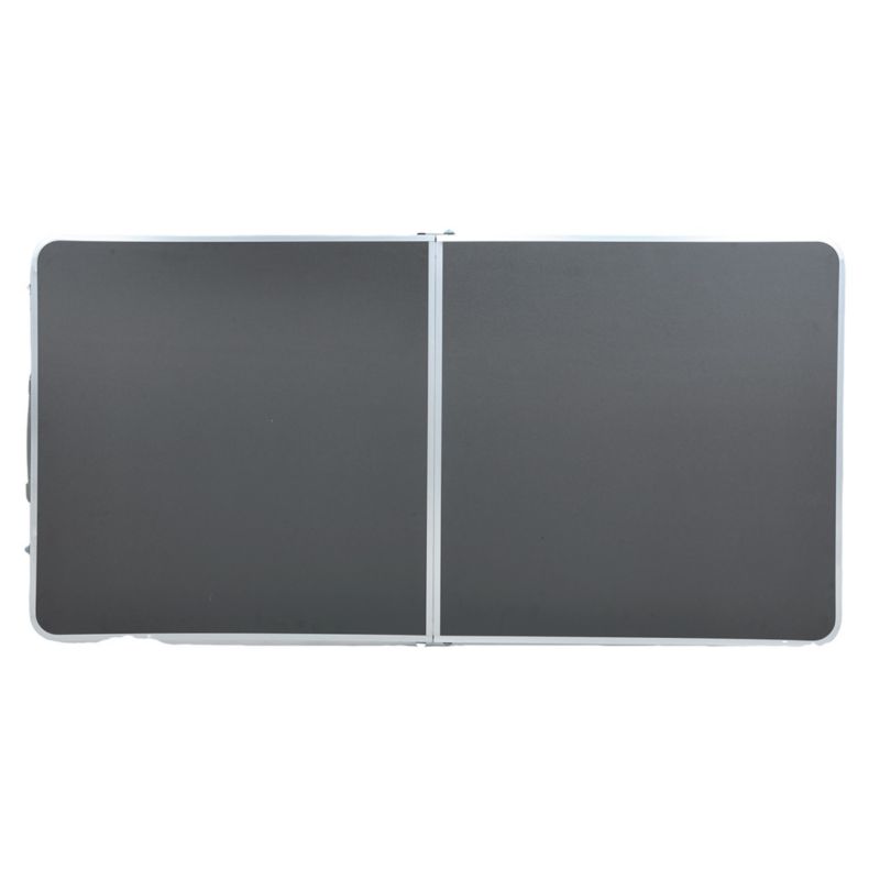 Mørkegråt campingbord Agis med 4 grå foldestole, mål 120 x 60 x 70 cm, 1 sæt