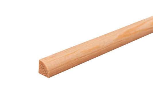 Fyrretræs kvartstav uden knaster, buet 15 x 15 x 2400 mm