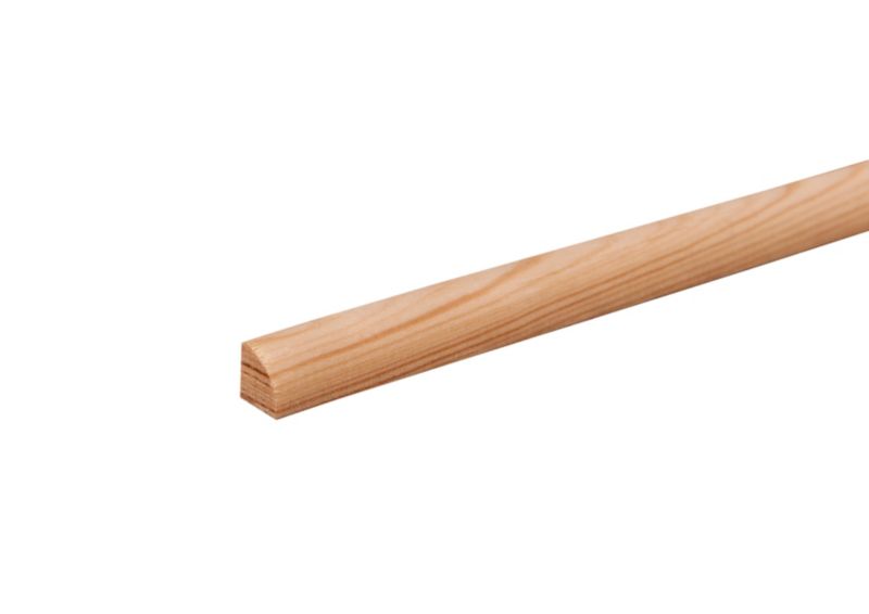 Fyrretræs kvartvalset liste uden knaster, buet 9 x 9 x 2400 mm