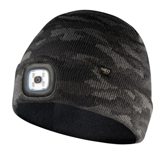 NEO TOOLS LED hue med lygte, to-lags, CAMO URBAN, 1 stk