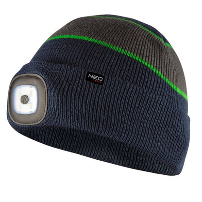 NEO TOOLS LED-kasket med lygte, marineblå-grå-grøn premium, 1 stk
