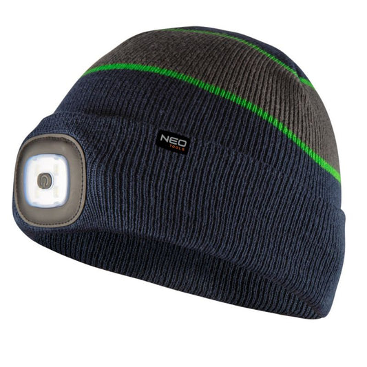 NEO TOOLS LED-kasket med lygte, marineblå-grå-grøn premium, 1 stk